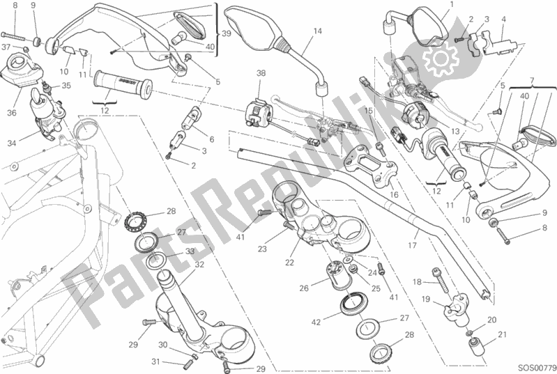 Todas as partes de Guiador E Controles do Ducati Hypermotard LS Thailand 821 2015